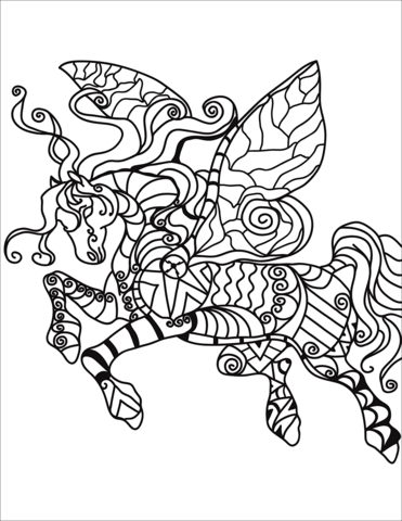 Pegasus Zentangle Coloring Page